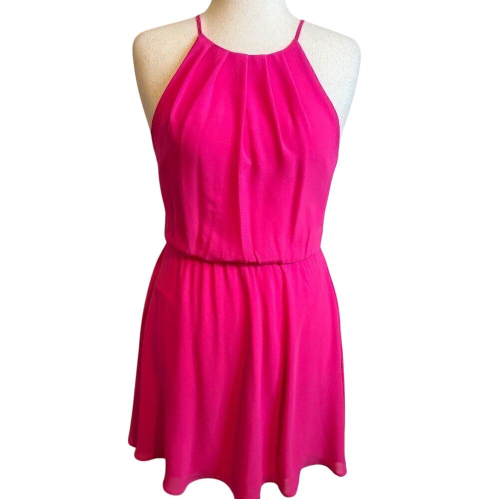 Lush hot pink sleeveless lined dress Sz S